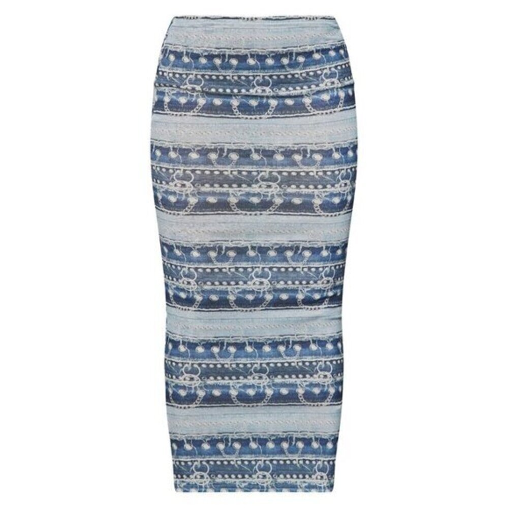 PrettyLittleThing NWT Midi Skirt Blue Print Size 6